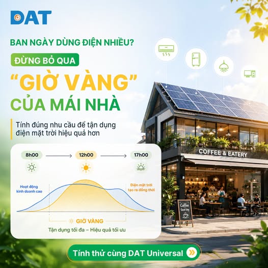 HỘ KINH DOANH: BAN NGÀY DÙNG ĐIỆN NHIỀU, ĐỪNG BỎ QUA “GIỜ VÀNG” CỦA MÁI NHÀ