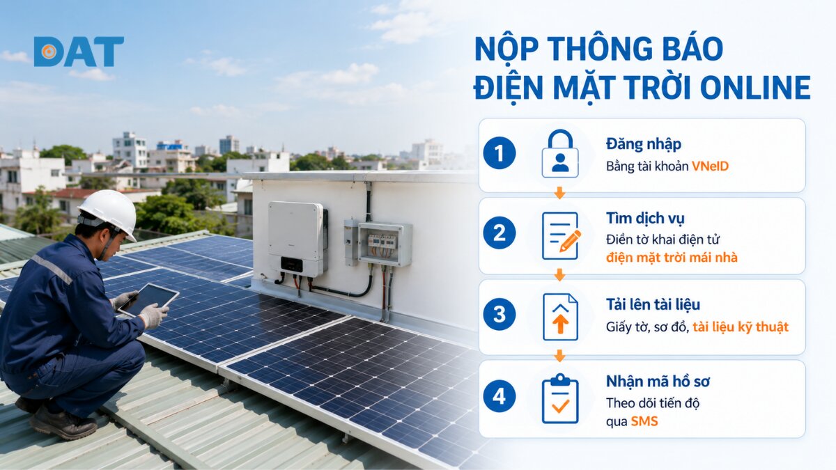 4 bước thao tác nộp thông báo điện mặt trời online .jpg