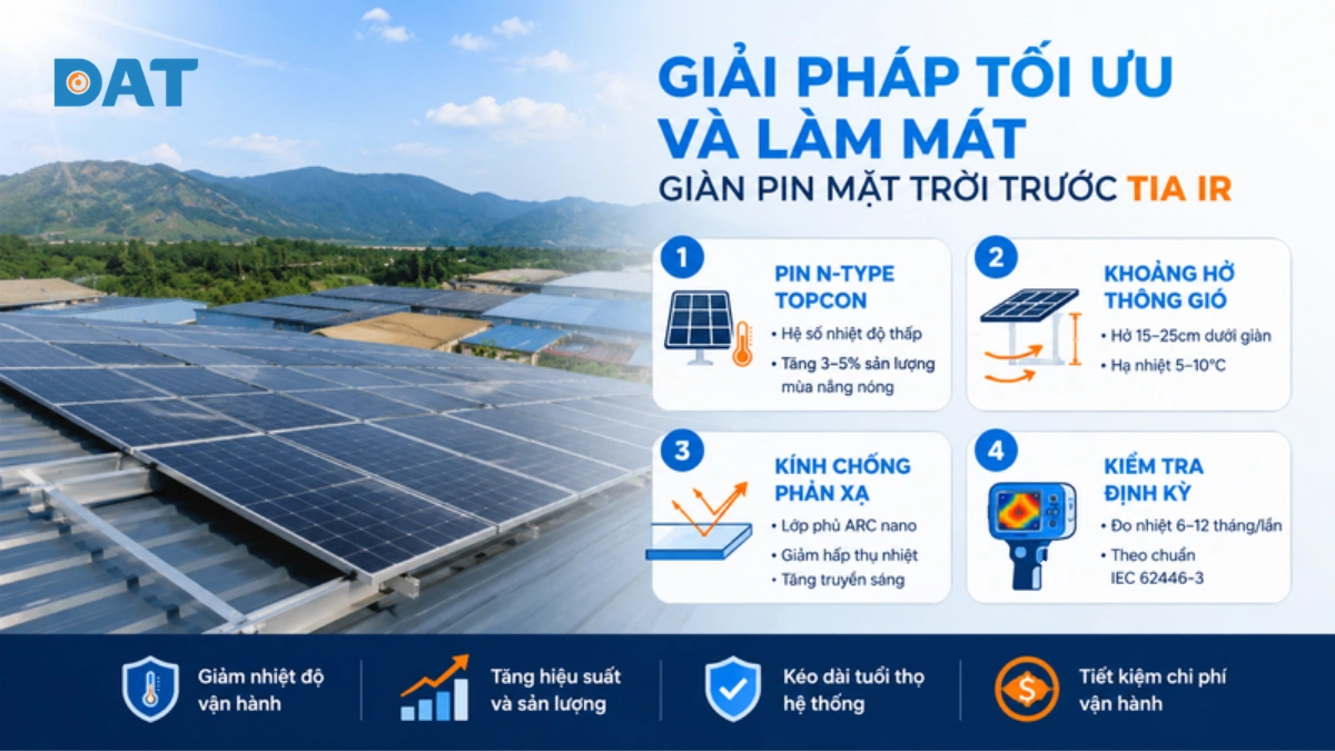 4 giải pháp kỹ thuật tối ưu hóa và làm mát giàn pin mặt trời trước tia IR.webp