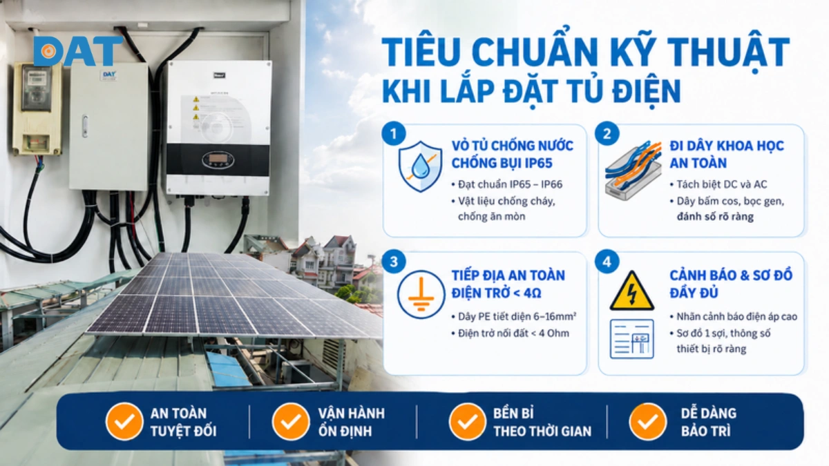 4 tiêu chuẩn kỹ thuật bắt buộc khi lắp đặt tủ điện năng lượng mặt trời.webp