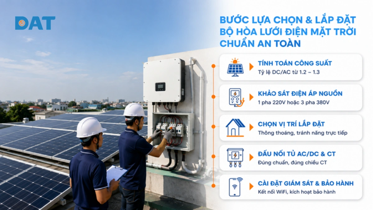 5 bước lựa chọn và lắp đặt bộ hòa lưới điện mặt trời chuẩn an toàn .webp