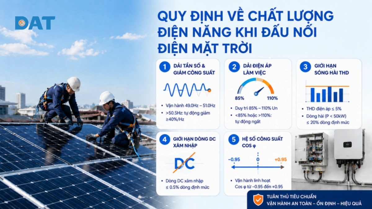 5 quy định về chất lượng điện năng khi đấu nối điện mặt trời.webp