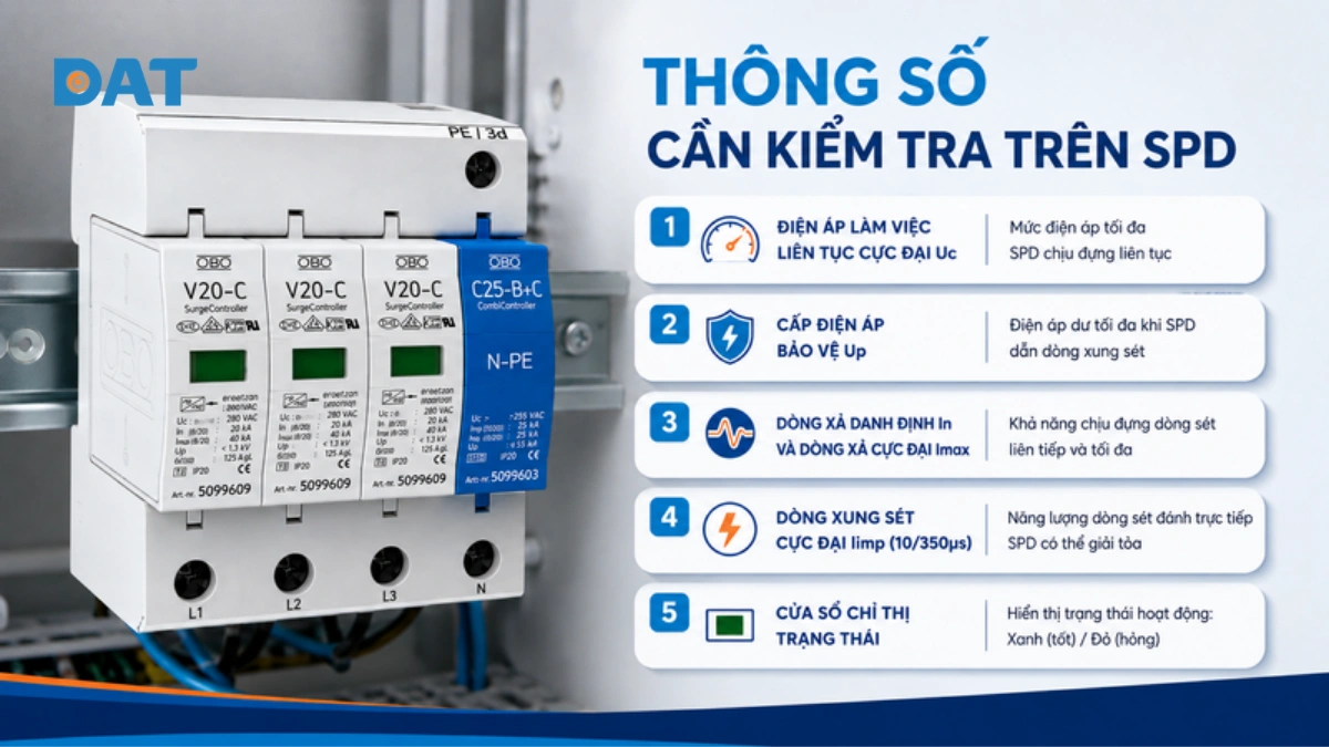 5 thông số kỹ thuật cần kiểm tra trên thiết bị chống sét SPD.webp
