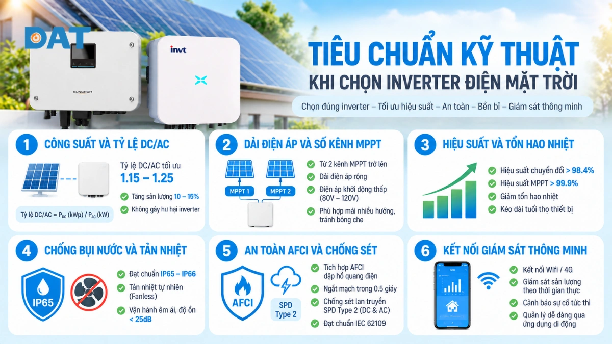 6 tiêu chuẩn kỹ thuật khi lựa chọn inverter điện mặt trời.webp