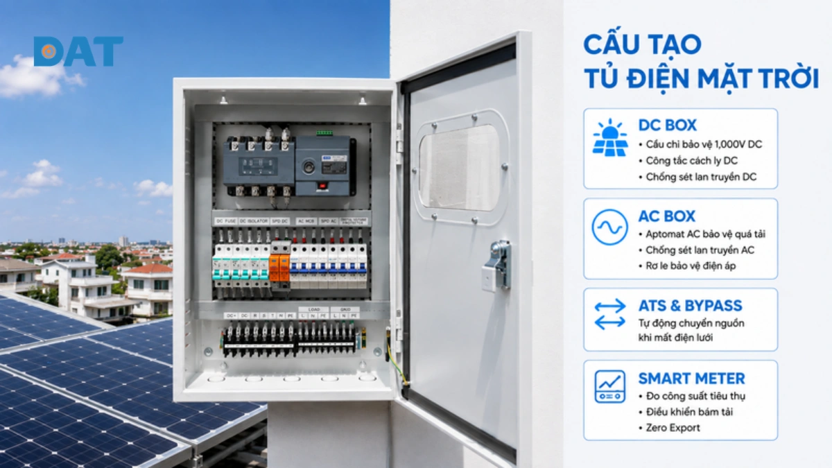 Cấu tạo các phân khu bên trong tủ điện năng lượng mặt trời.webp