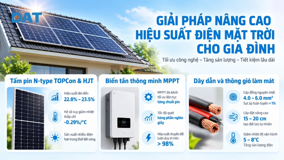 Giải pháp nâng cao hiệu suất chuyển hóa cho điện mặt trời gia đình.webp