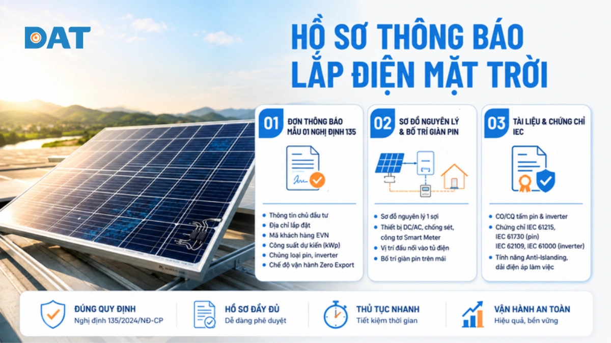 Hồ sơ thông báo lắp đặt điện mặt trời chuẩn quy định.webp