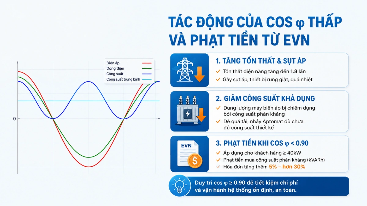 Tác động của hệ số cos phi thấp và quy định phạt tiền từ điện lực EVN.webp
